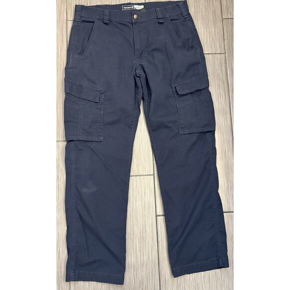 Carhartt Men’s Navy Blue Force Relaxed Fit Ripstop Cargo Work Pant Size 34x30 - Picture 1 of 9